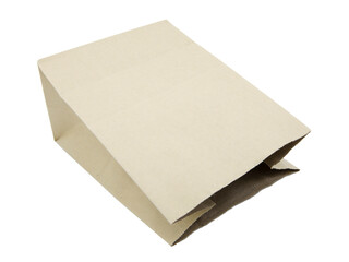 Empty paper bag for takeaway isolated on white background..