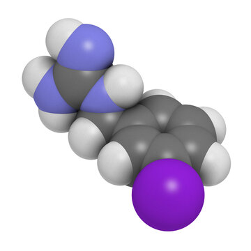 Iobenguane I-131 Cancer Drug Molecule (radiopharmaceutical). 3D