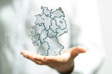 Abstract of germany map network, internet and global connection concept