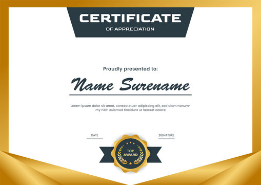 gold certificate design template for achievement