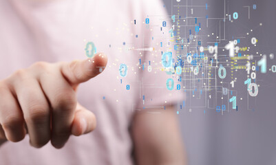 abstract lines with dots over dark background.