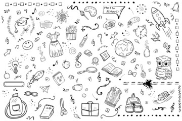 Back to School Doodle Big Set Vector Clip Art Illustration