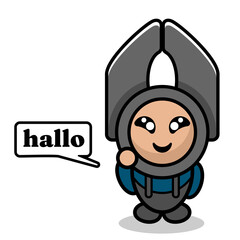 vector cartoon character simple doodle pliers cute mascot costume head say hello