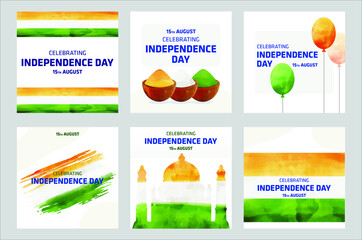 hand painted watercolor india independence day Social posts collections