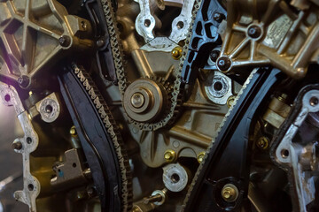 gas distribution mechanism of the engine front view