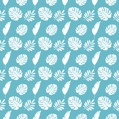 tropical palm leaves forest leaves seamless vector floral background