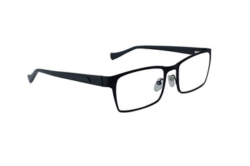 Classic rectangular glasses lie on the surface isolate