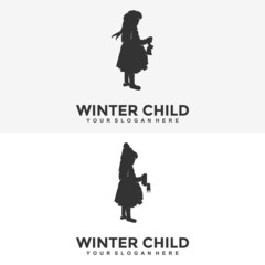 child winter logo design template illustration vector
