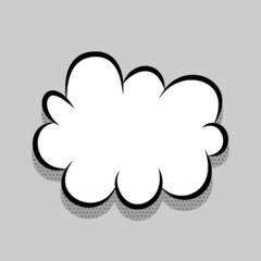 Comics speech bubble for text pop art design. White empty dialog cloud for text message, tag, advertise. Comics sketch puff explosion elements comic book text. Wow effect vector cartoon illustration