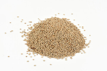 heap of perilla seed on white (Ocymoides linn )