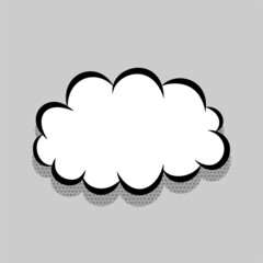 Comics speech bubble for text pop art design. White empty dialog cloud for text message, tag, advertise. Comics sketch puff explosion elements comic book text. Wow effect vector cartoon illustration