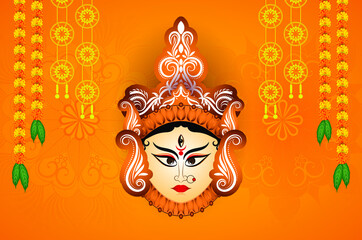 Durga Mata and Flowers Design