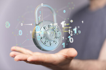 Security Shield concept, data protection. Shield with dots and lines connectio