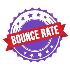Obraz premium BOUNCE RATE text on red violet ribbon stamp.