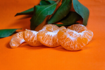 tangerines with green leaves