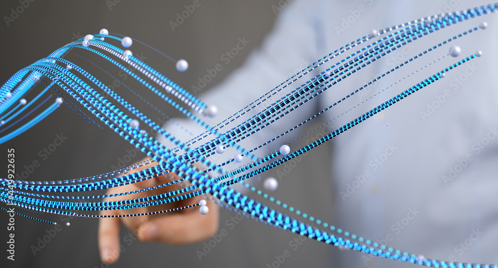 Aufkleber Big data and artificial intelligence concept. Machine learning and cyber mind domination