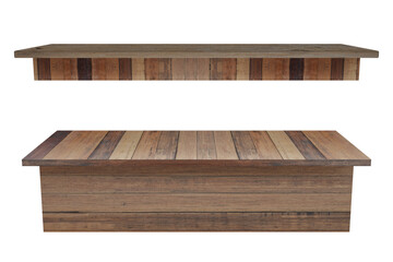 Wood table, counter top wooden surface for display products isolated on white background. Have clipping path.