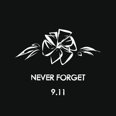 Patriot Day September 11 poster background Flower logo icon sign Hand drawn sketch Typographic emblem 9-11 Never Forget Design style for postcard card cover flag banner badge ad Print clothes apparel