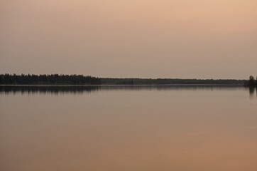 Obraz na płótnie Canvas Astotin Lake on a Smoky Evening