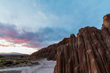 Sunset On The Moon Caves Formation, Cathedral Gorge State Park, Nevada, USA