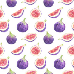 Fig Watercolor Seamless Pattern