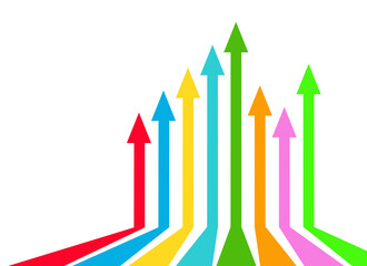 Colored up arrows. Growth graph, business, analytics.