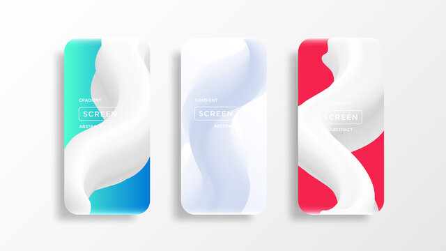 Mobile screen display with abstract gradient fluid shape. Bright Background for mobile app, design theme. Smartphone lock screen modern wallpaper