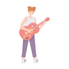 girl playing a guitar
