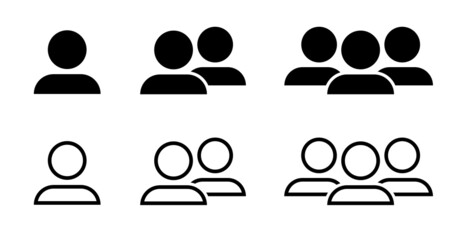 People icon set. People icons isolated. People vector icon in outline and flat style.