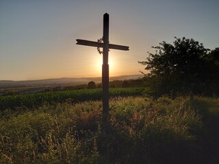 Christian cross in Sunset