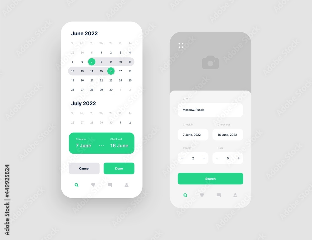Poster mobile app interface design for rent apartment. use design for web application or mobile app.