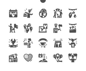 International Labor Day 1 May. Worker. Calendar. First of may. Holiday. People celebrate. Vector Solid Icons. Simple Pictogram