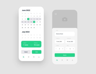 Mobile app interface design for rent apartment. Use design for web application or mobile app.