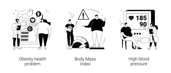 Obese people abstract concept vector illustrations.