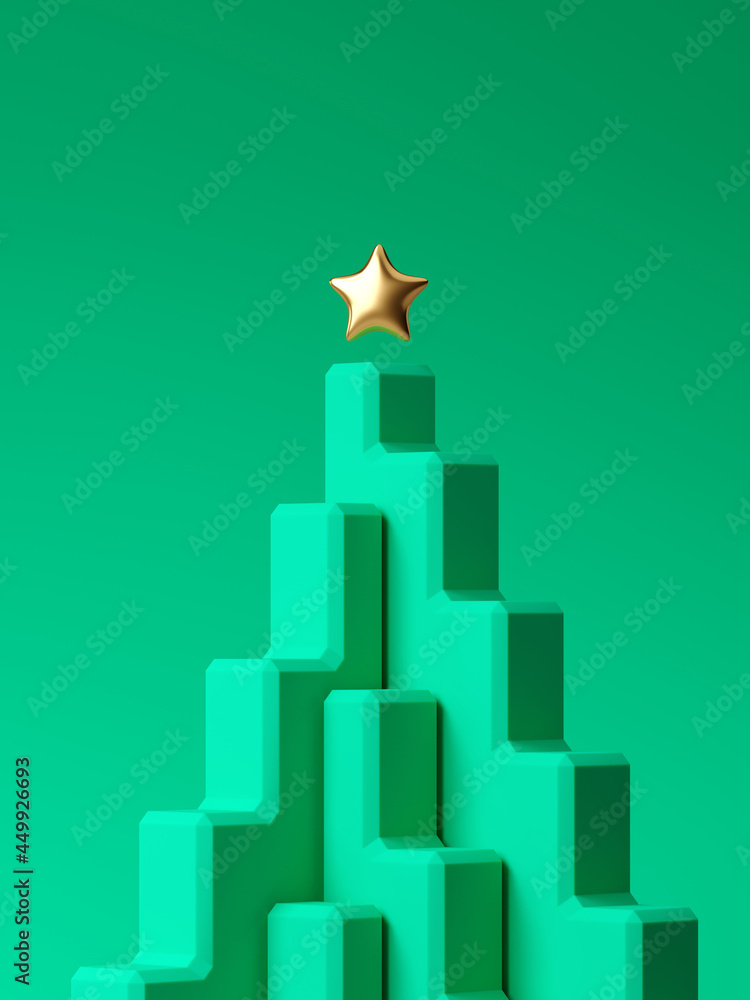 Poster minimal product background for christmas and winter holiday concept. christmas tree with golden star