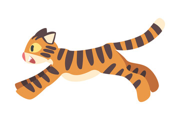 Fototapeta na wymiar Tiger Character with Orange Fur and Black Stripes Running Vector Illustration