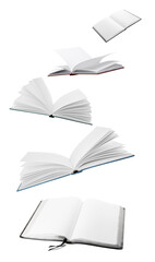 Many books on white background