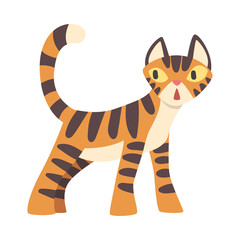 Fototapeta na wymiar Tiger Character with Orange Fur and Black Stripes Standing Vector Illustration