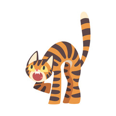 Fototapeta na wymiar Tiger Character with Orange Fur and Black Stripes Roaring Vector Illustration