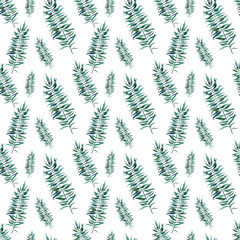 Seamless pattern with coconuts and palm leaves. Half a coconut. Summer and paradise background. Wallpaper, print, wrapping paper, modern textile design, banner, poster.
