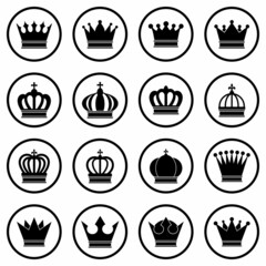 crown icon set vector sign symbol of king