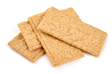 Wholegrain crispbread, isolated on white background. High resolution image.