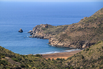 Beautiful El Gorguel beach in Cartagena Province, Spain