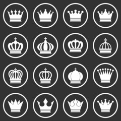 crown icon set vector sign symbol of king
