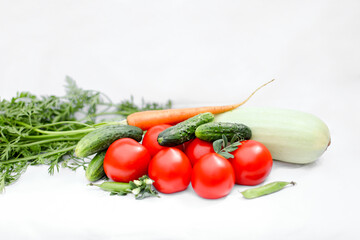 fresh vegetables on a white background	