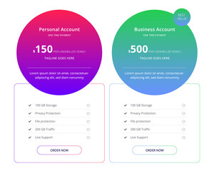 Clean Pricing Web Table