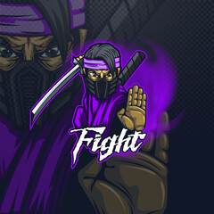 E-Sport logo mascot for a team or for printing on a T-shirt with a Combat Ninja.