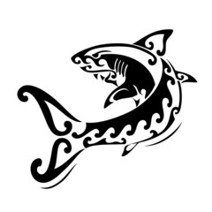 shark tribal tattoo illustration maori pattern white background 상어 문신도안