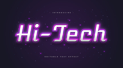 Hi-Tech Text Style with Glowing Purple Neon Effect