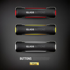 Buttons set web steel on background color black 7Edit